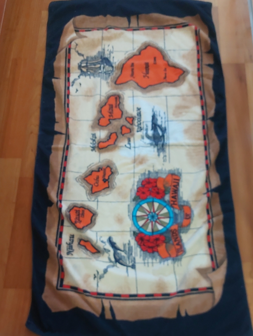 Vintage Map of HAWAII Print Beach Towel - Orange Islands